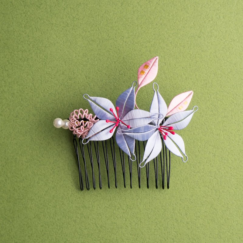 Wrapped Hair Fork-Wufu Hydrangea - เครื่องประดับผม - กระดาษ สีม่วง