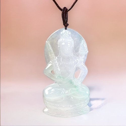 瓔珞翡翠 【母親節特惠】冰種飄陽綠翡翠虛空藏菩薩 | 天然緬甸玉翡翠A貨