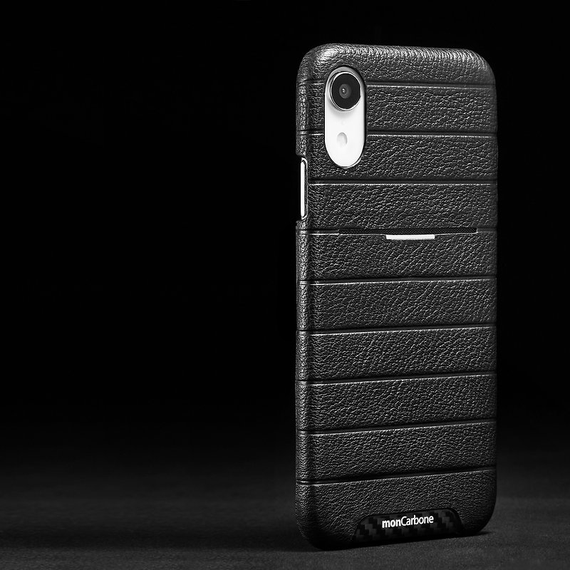 STYLISH LEATHER POCKET CASE iPhone XR - เคส/ซองมือถือ - คาร์บอนไฟเบอร์ สีดำ
