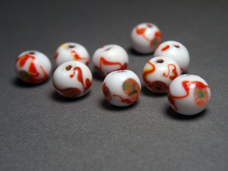 Antiques/Fynth Eye Glaze/Old Beads - งานเซรามิก/แก้ว - แก้ว สีแดง