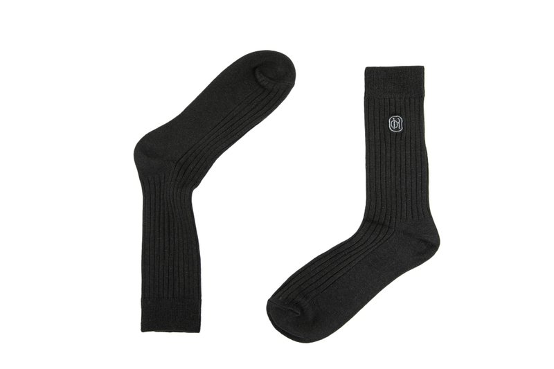 Multicolor Classic Embroidered Ribbed Gentleman Socks Classic Black - Dress Socks - Cotton & Hemp Black