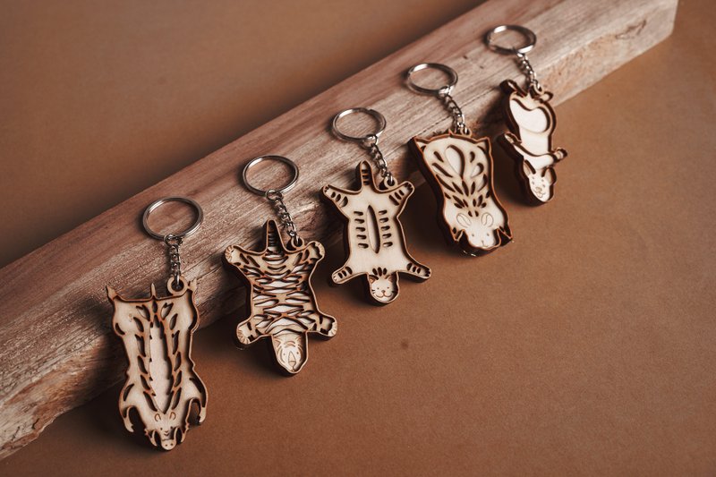 Animal Leather Keychain and DIY Kit - ที่ห้อยกุญแจ - ไม้ สีนำ้ตาล