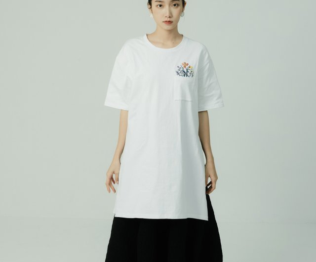 Xinzhai and Zuowang White Long T-Shirt with sustainable