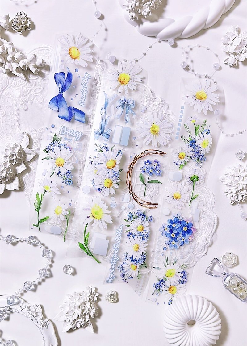 Flower - daisy pet masking tape - 紙膠帶/和紙/PET - 其他材質 