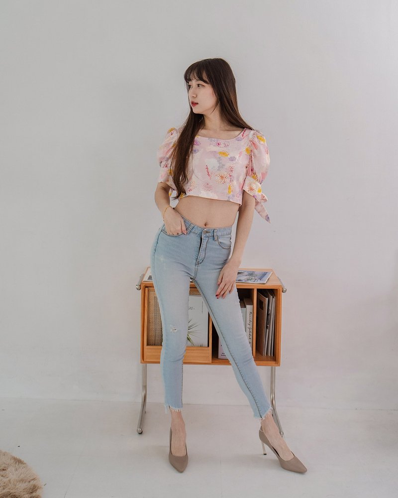 [Poli Print] Princess Jasmine hottie strappy top modal cotton heavenly color - Women's Tops - Cotton & Hemp Pink