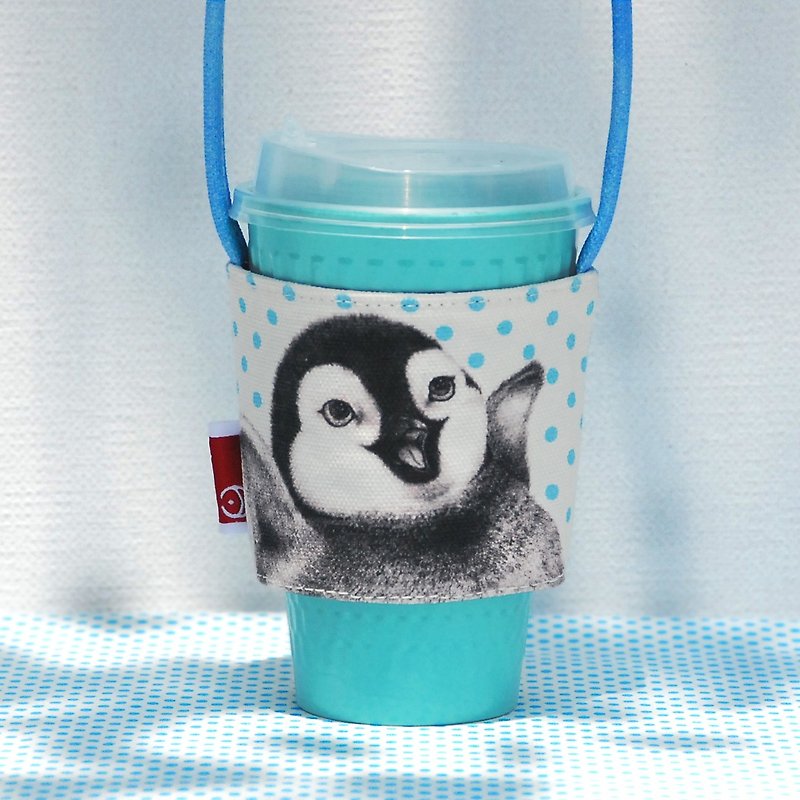 Cotton & Hemp Beverage Holders & Bags Blue - Happiness Little Penguin Drink Bag