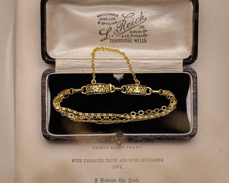 西班牙古董 大馬士革24K金屬鑲嵌工藝 花草圖騰改製四股手鍊 - 手鍊/手環 - 24k 金 金色