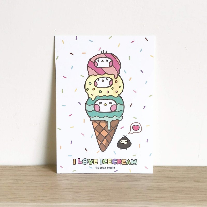 I LOVE Ice cream postcard - Cards & Postcards - Paper Multicolor