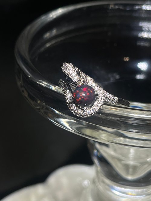 nuwu jewelry 女巫彩寶 盤纏 蛇戒 歐泊 黑歐泊 蛋白石 戒子 戒指 opal silver ring