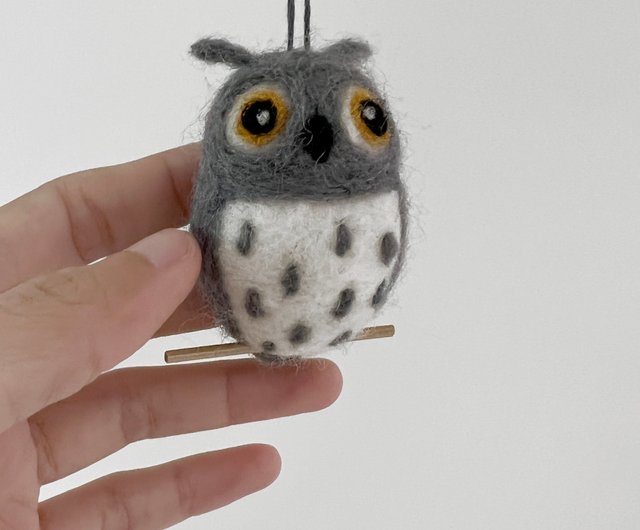 Felted Wool Owl  Handmade Needle Felted Bird Ornaments Made in