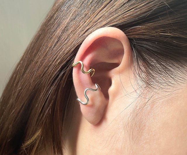 Wavy Ear Cuff | Simple | Ear Buckle | Earrings | No Pierced | 925
