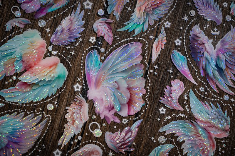 月神的祝禱 PET 紙膠帶 星河沙 特殊工藝 大翅膀 康橋製 10米卷 - 紙膠帶/和紙/PET - 紙 多色