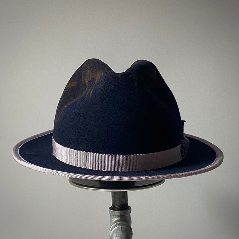 HYOKOU gentleman hat-dark blue - Hats & Caps - Wool Blue