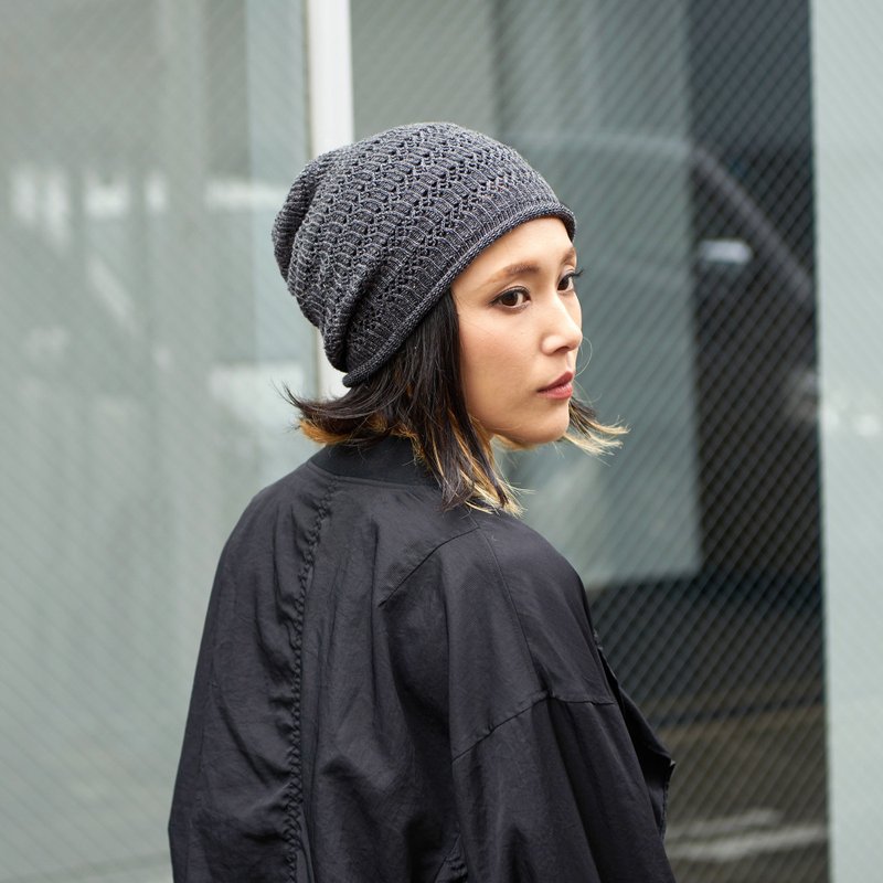 100% Linen Breathable Loose Beanie for Men and Women, Made in Japan, Slouch Hat - หมวก - ลินิน 