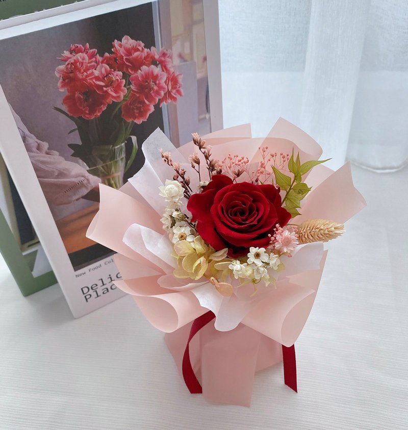 [Customized Color] Mini Everlasting Bouquet/Standing Style - ช่อดอกไม้แห้ง - พืช/ดอกไม้ สีแดง