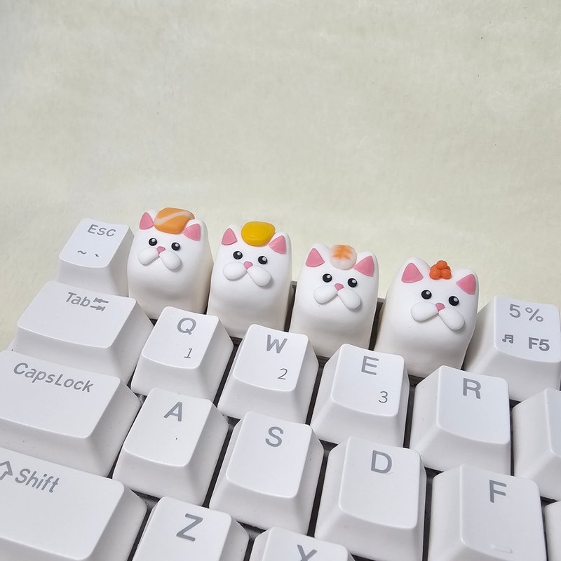 Keycap White Cat Sushi - 電腦配件 - 其他材質 