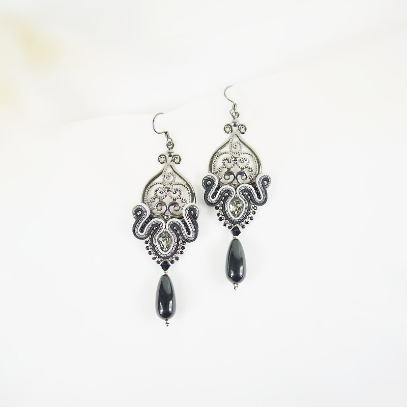 Hand-stitched lace earrings ST170218 - Earrings & Clip-ons - Crystal 