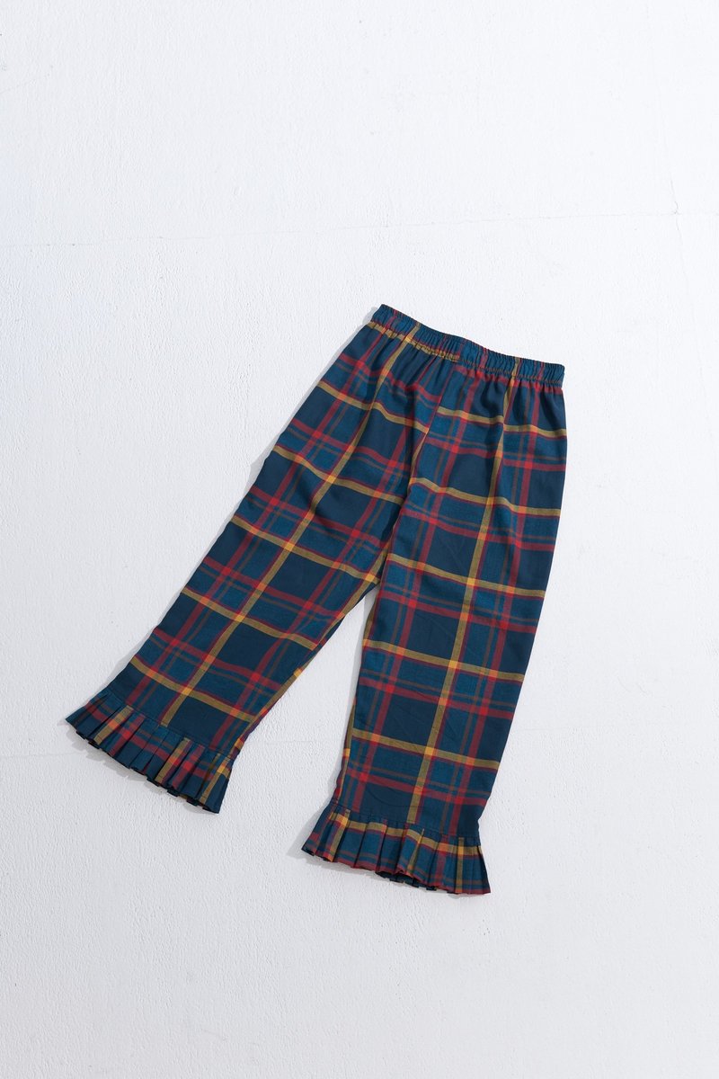 Large plaid lace leggings - กางเกงขายาว - ผ้าฝ้าย/ผ้าลินิน สีเขียว