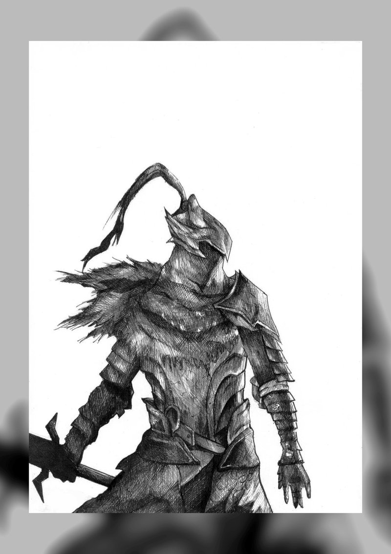 【 Dark Souls】- Artorias, Drawing, Wall Art, Hanging Paintings, Home Decor - Posters - Paper Black