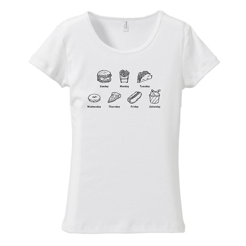 レディースTシャツ / Junk Food Week - T 恤 - 棉．麻 白色