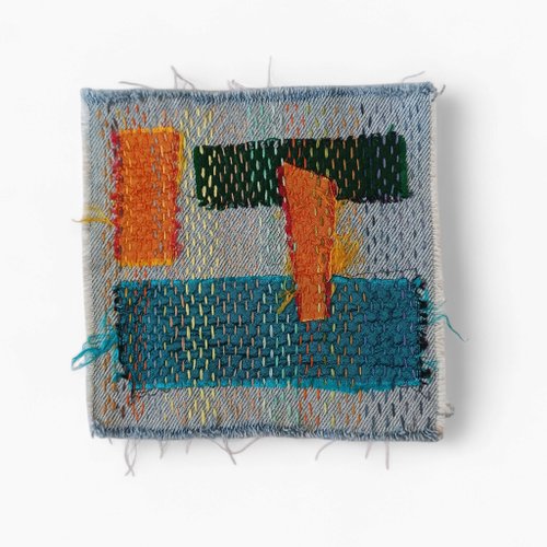 OUMsk Upcycled denim boro patch – visible mending.