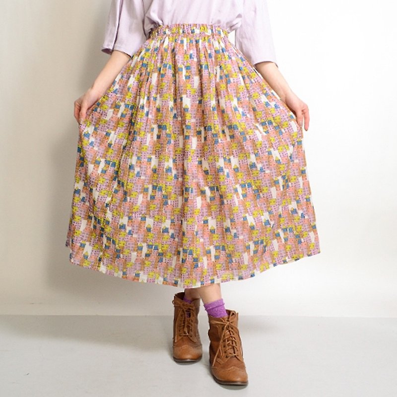 House design skirt - กระโปรง - ผ้าฝ้าย/ผ้าลินิน สึชมพู