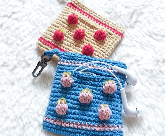 Stay Positive Crochet Airpods in blue