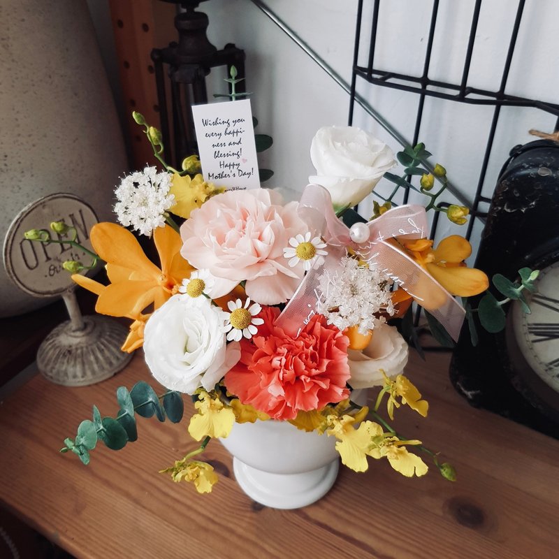 鮮花。Love媽咪 香柚沙瓦∣粉橘黃色系康乃馨 鮮花盆花S - 植栽/盆栽 - 植物．花 橘色