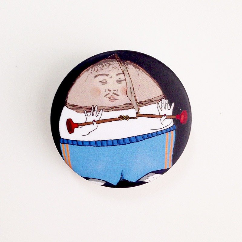 Nunchaku boy/ pin back buttons - Badges & Pins - Plastic Black