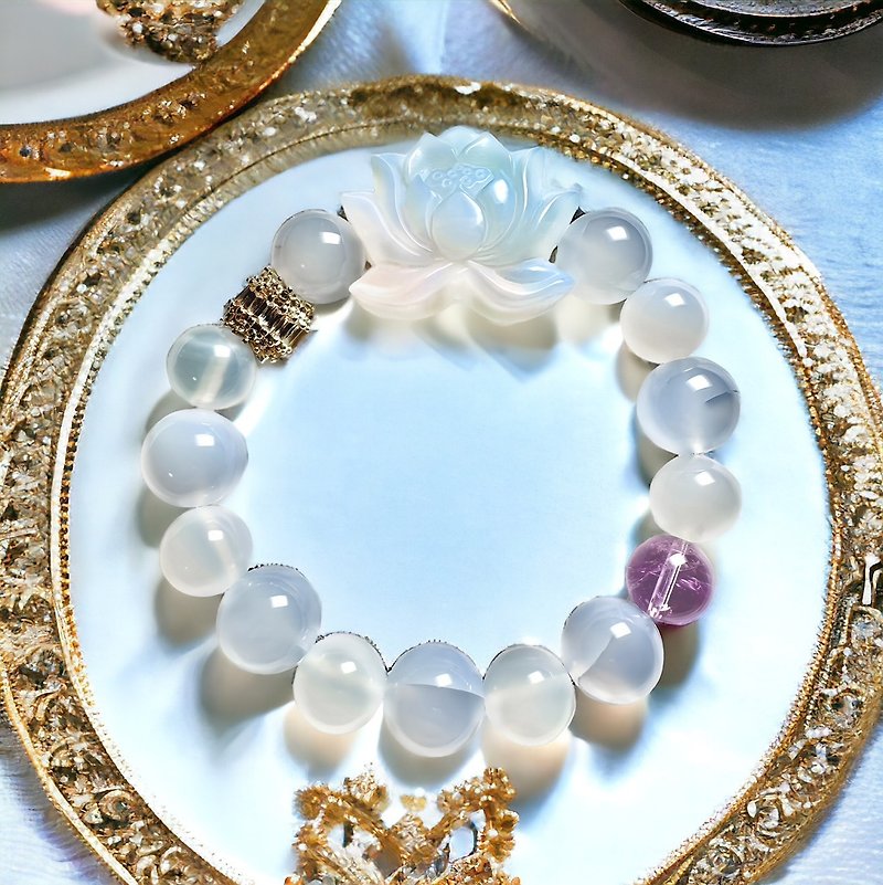 Auras Abound: Lotus-Infused Subtle Radiance Princess Bracelet - Bracelets - Stone Blue