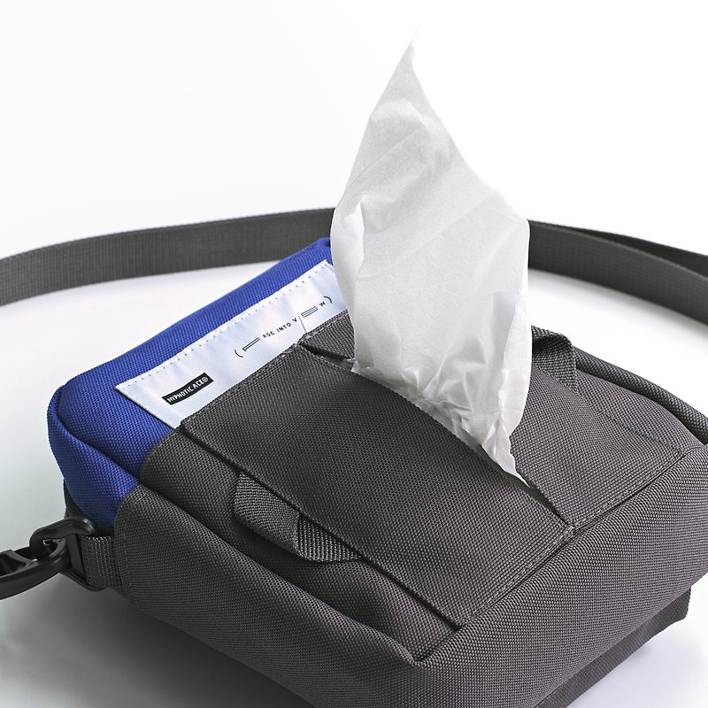 Eagle mouth buckle diagonal bag dark gray_royal blue_CR - Messenger Bags & Sling Bags - Waterproof Material Gray