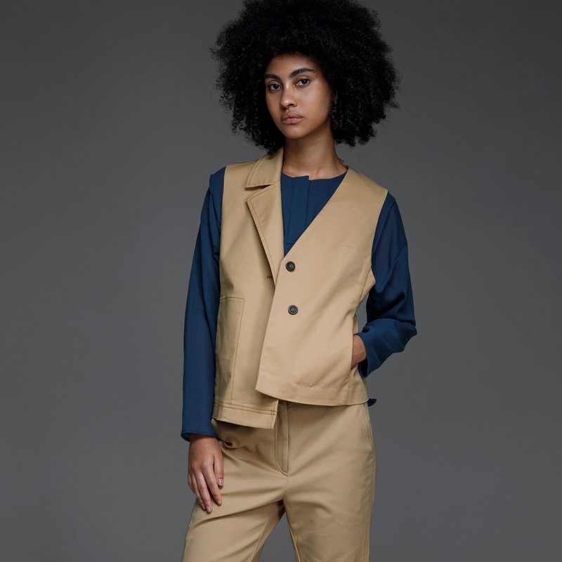 asymmetric blazer - Women's Vests - Cotton & Hemp Khaki