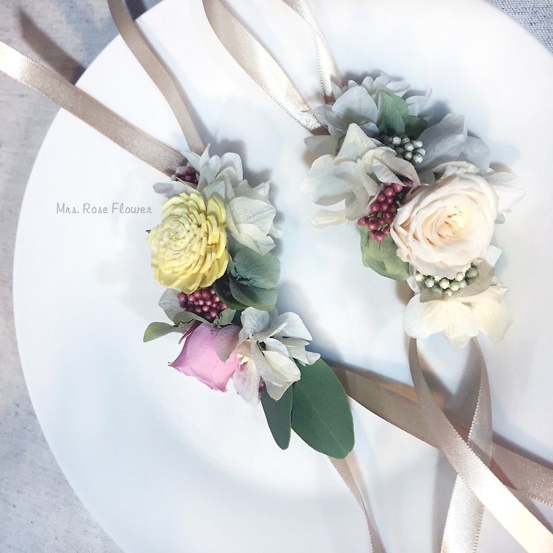 Simple wrist flower-elegant/no flower/wrist flower/wedding/Korean/simple - ตกแต่งต้นไม้ - พืช/ดอกไม้ ขาว