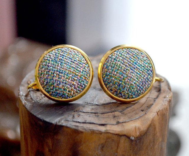 Chanel style pink blue gold earrings earrings Chanel ladies