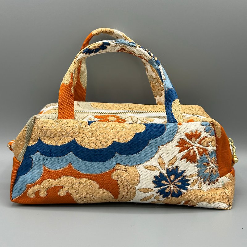 Kimono Obi Remake Handmade Boston Bag - Handbags & Totes - Silk Gold