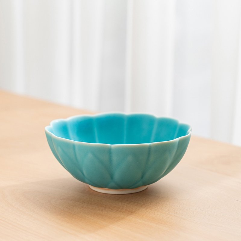 蓮花圓缽 (13cm) 土耳其藍/點心盤/小缽/小菜盤 - 碗 - 瓷 藍色
