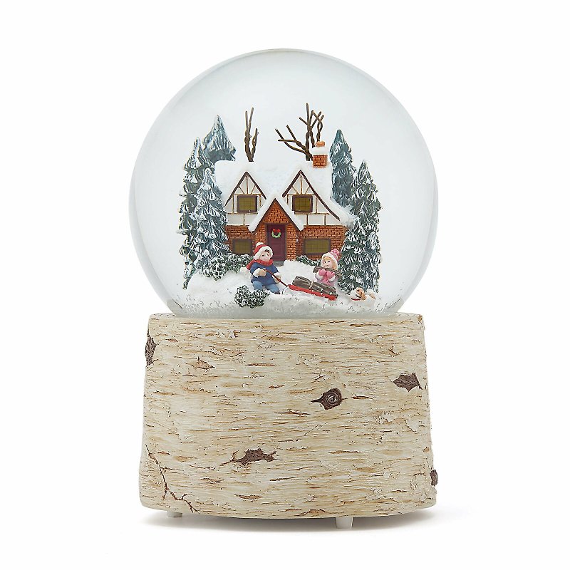 暖かい冬の水晶玉オルゴールクリスマスの森北欧の雪のシーン交換ギフトライト雪だるま - 置物 - ガラス 