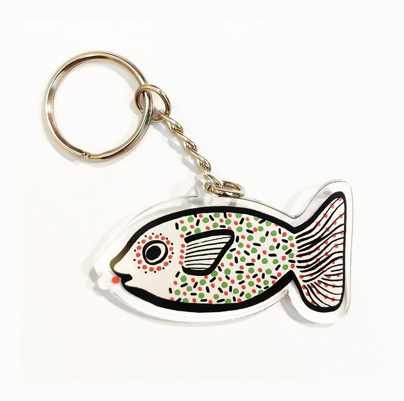 熱帶魚 鑰匙圈 紅 魚 鑰匙 環 圈 綠色 點點 水族館 海生館 - 鑰匙圈/鎖匙扣 - 塑膠 綠色