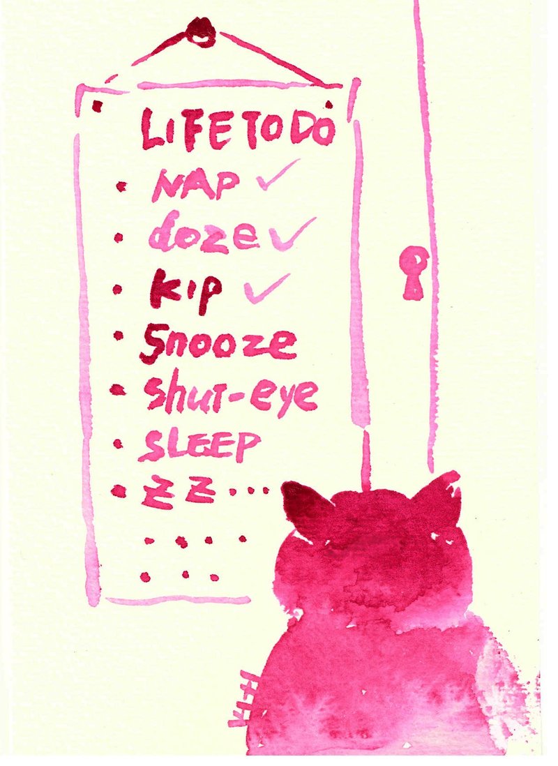 Lazy Cat Talk. 水彩畫 原作 我是大懶貓 明信片  Watercolor, Who Cares?1 - 海報/掛畫/掛布 - 紙 