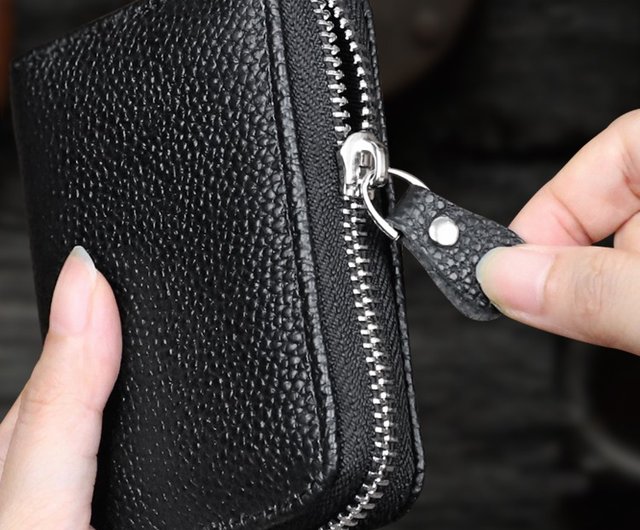 極美✨付属完備✨GUCCI 三つ折り財布 コンパクト シマ レザー 黒