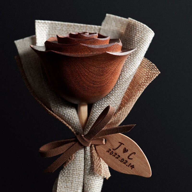 【Valentine's Day Selection】Handmade Log Flowers - ช่อดอกไม้แห้ง - ไม้ สีกากี