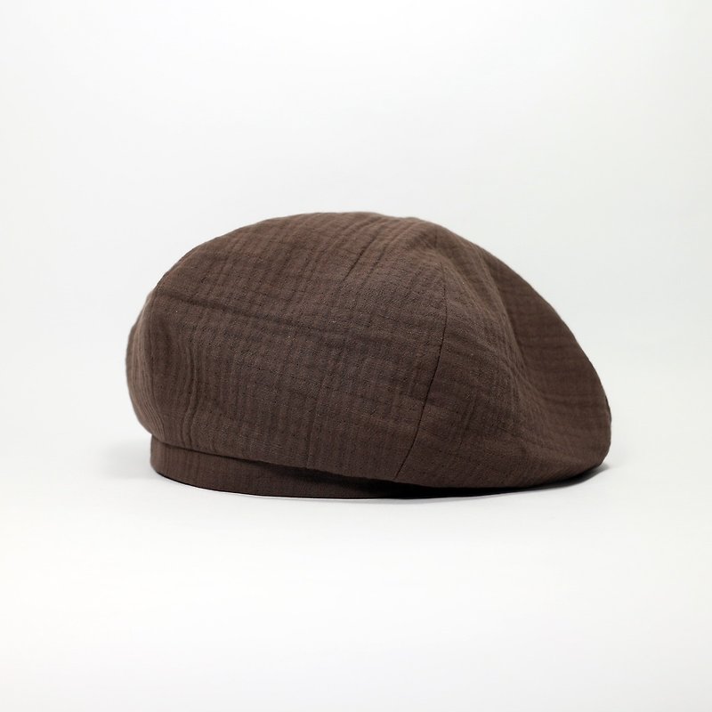 JOJA/Beilei/thick bubble yarn/honey tea Brown - Hats & Caps - Cotton & Hemp Brown