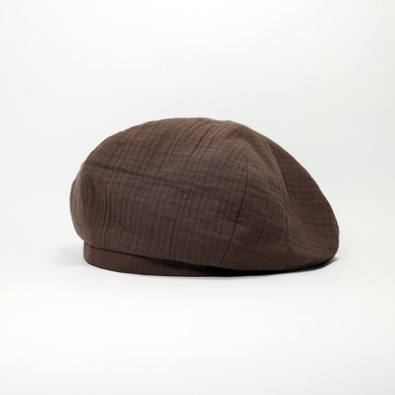 JOJA/Beilei/thick bubble yarn/honey tea Brown - Hats & Caps - Cotton & Hemp Brown