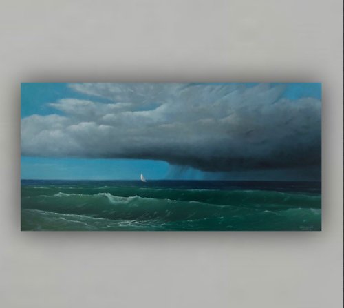 OsipovArtStudio Original Seascape Oil Painting On Canvas Stormy Landscape Modern Art Sky Artwork
