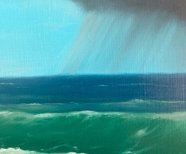 海の風景 油彩画 大きめのキャンバスクレイツ 大西洋真作 クレイツ 『大西洋』 油彩画 - 北海道画廊