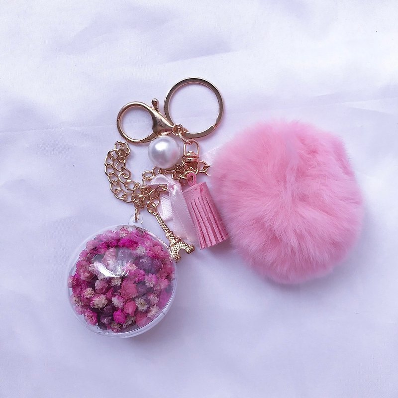 Pink ring full of stars key ring / gift / stars - Keychains - Plants & Flowers Pink