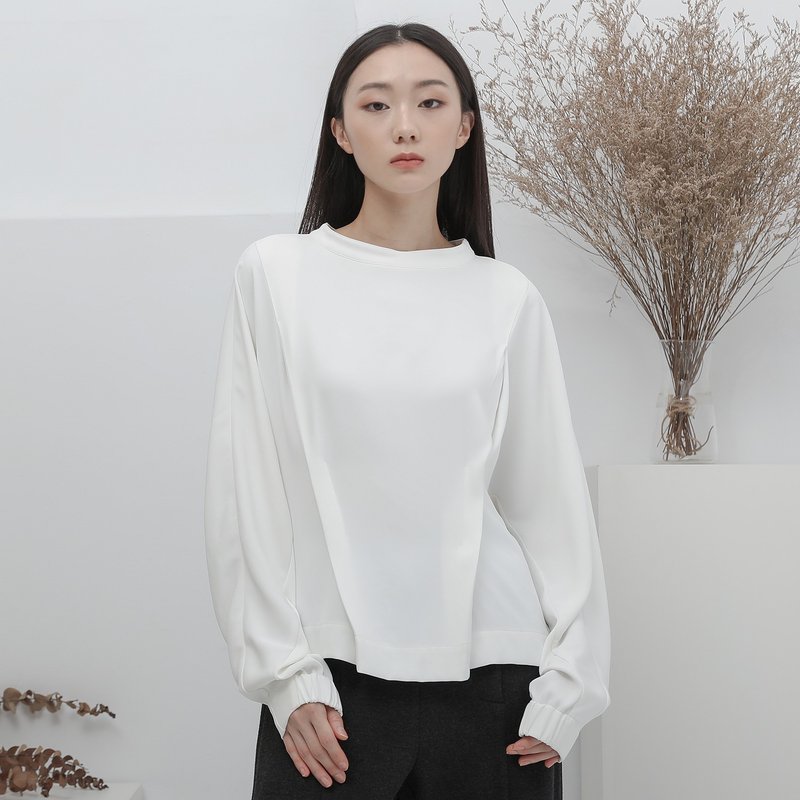 【新品預購9折】Zhizhuo_執著褶片上衣_ 22AF006_白 - 女上衣/長袖上衣 - 聚酯纖維 白色