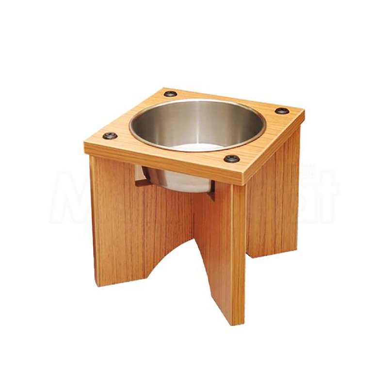 【MOMOCAT】X型狗餐桌 單口高20cm 附2號白鐵碗 - 三款木色 - 寵物碗/碗架/自動餵食器 - 木頭 