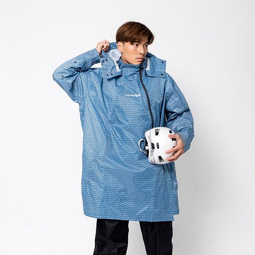 Outperform 奧德蒙雨衣專賣店 【背包款】去去雨水走長版兩件式-Mini-O-太平洋藍