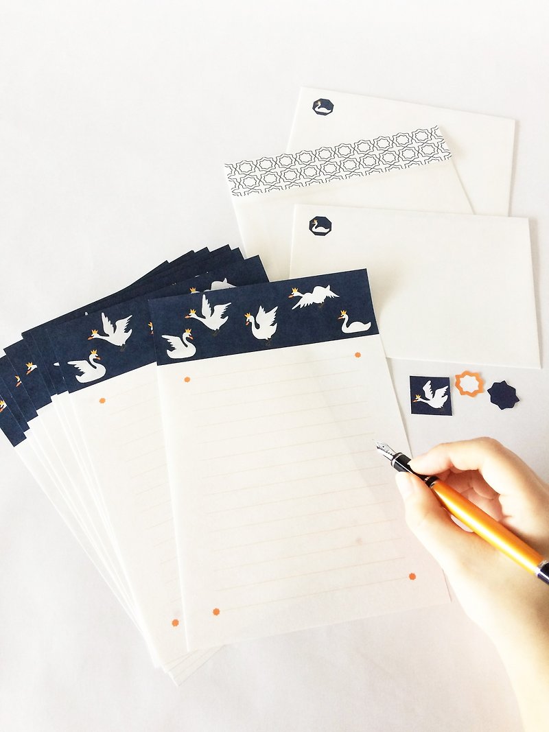 Swan Prince Letter Set Bird Fairy Tale Andersen Book Sticker Envelope - กระดาษโน้ต - กระดาษ ขาว
